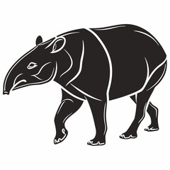 Tapir black silhouette icon vector
