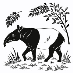 tapir black silhouette icon vector