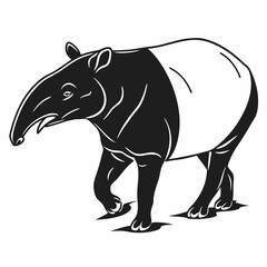 Tapir black silhouette icon vector
