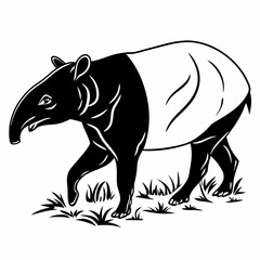 tapir black silhouette icon vector