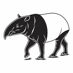 tapir black silhouette icon vector