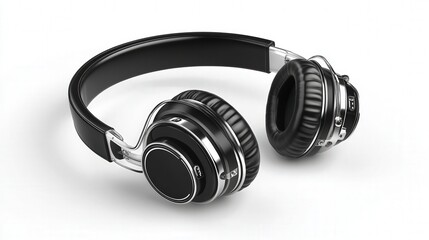 Sleek black over-ear headphones with cushioned ear pads on a white background.