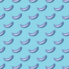 Colorful pattern of glossy bananas against a bright blue background creates lively visual appeal