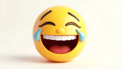 Fototapeta premium 3D Rendering laughing emoji with tears isolated on white background