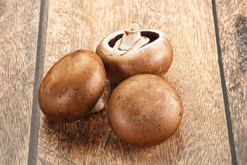 Raw brown champignon for cooking