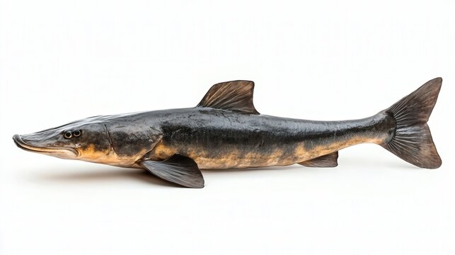 Realistic model of a paddlefish showcasing its elongated snout and sleek body.