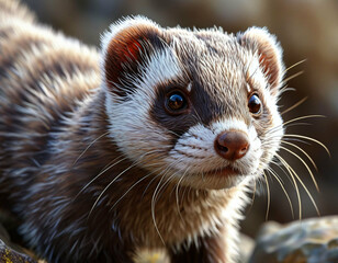 close up of a ferret
