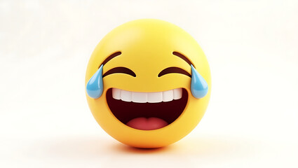 3D Rendering laughing emoji with tears isolated on white background
