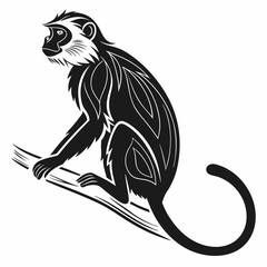 tamarin black silhouette icon vector