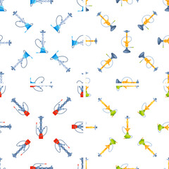 Seamless pattern featuring colorful hookahs, suitable for backgrounds, textiles, and various design applications