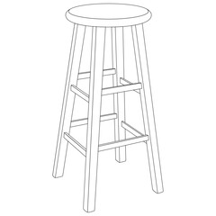 tall wooden stool line drawing.