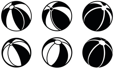 Obraz premium Beach Ball Icons Collection - Summer, Fun, Vacation, Play, Black and White Design