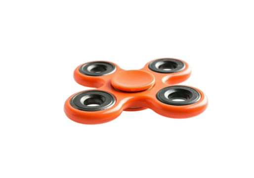 A floating fidget spinner, on a solid white background