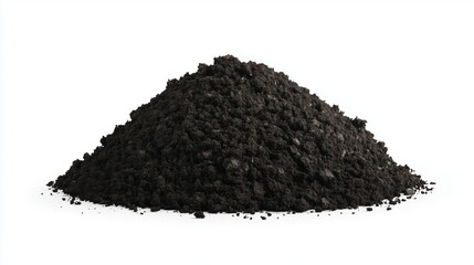 Pile of dark soil or compost used for gardening and landscaping in natural settings