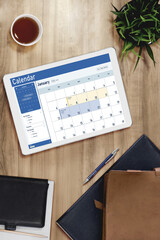 Calendar on computer software application for schedule planning for personal organizer and online business snugly