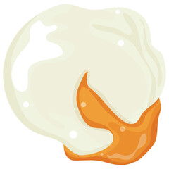 icon of a cooked chicken egg with liquid yolk leaking out, for various food designs