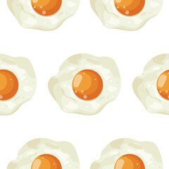 pattern with icons of fried chicken egg with a soft yolk with different highlights, for various designs or textiles