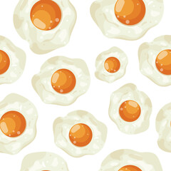 seamless pattern with icons of fried chicken eggs with a hard yolk with different highlights, for various designs or textiles