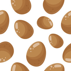 seamless pattern with brown chicken egg icons, for various simple designs and patterns