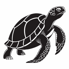 sulcata tortoise black silhouette icon vector