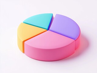 Obraz premium 3D pie chart, colorful, isometric view, white background, vibrant colors, bright colors
