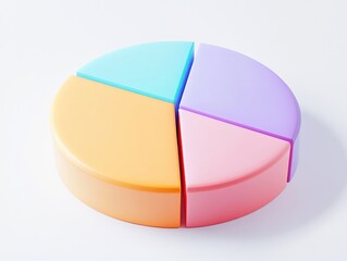 Obraz premium 3D pie chart, colorful, simple white background, 2D illustration style, isometric view