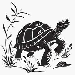 sulcata tortoise black silhouette icon vector
