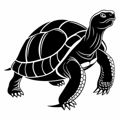 sulcata tortoise black silhouette icon vector
