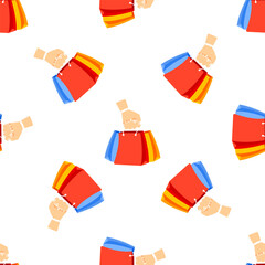 Hand Holding Shopping Bags Seamless Pattern on White Background