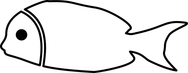 Fish Line Art Black Color Illustration