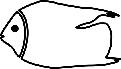 Fish Line Art Black Color Illustration