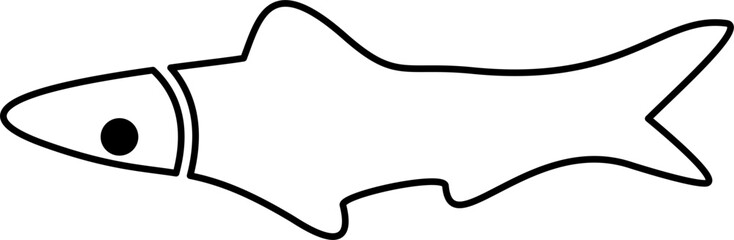 Fish Line Art Black Color Illustration