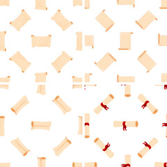 Seamless pattern with diplomas and ancient scrolls forming a background for education or history projects