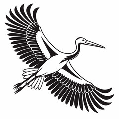 stork black silhouette icon vector