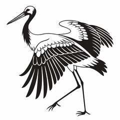 stork black silhouette icon vector