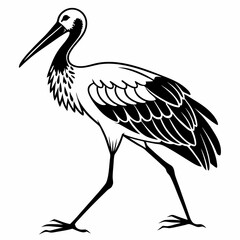 stork black silhouette icon vector