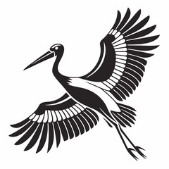 stork black silhouette icon vector