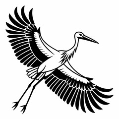 stork black silhouette icon vector