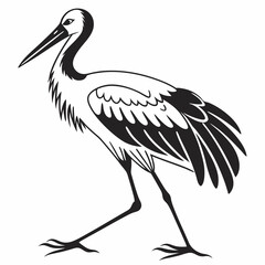 stork black silhouette icon vector