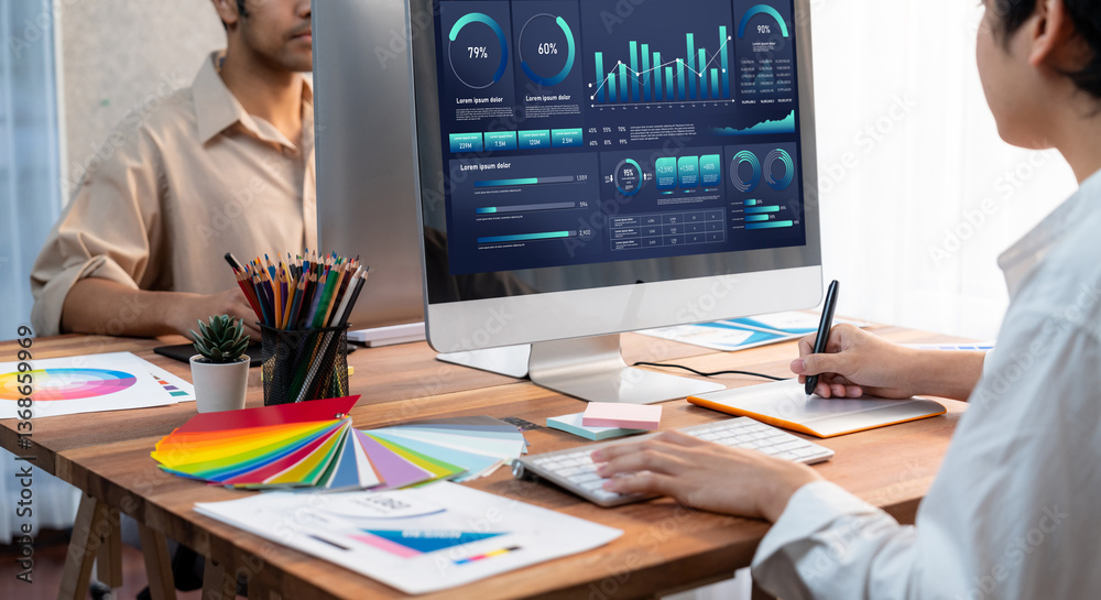 Poster business data dashboard provide business intelligence analytic for marketing strategy planning brisk