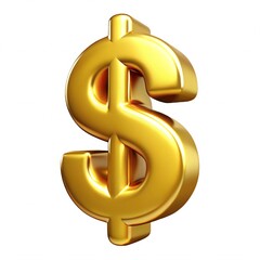 Obraz premium Golden Dollar Sign 3D Icon, 3D Render, Isolated on White