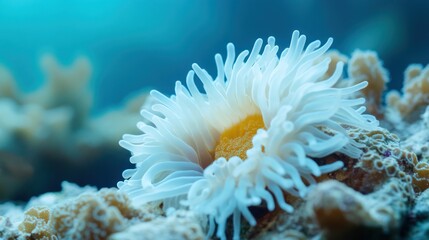 Distant view of a coral reef with dead and bleached corals, a marine environmental concept