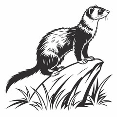 stoat black silhouette icon vector