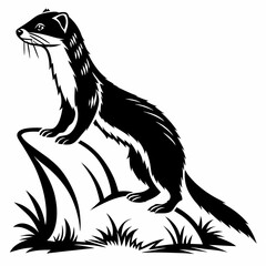 stoat black silhouette icon vector