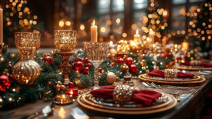 Christmas eve dining table decor high resolution picture