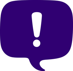 Exclamation Mark in Speech Bubble Icon - Alert and Warning Symbol: Exclamation Point - Attention Icon: White Exclamation Mark on Purple