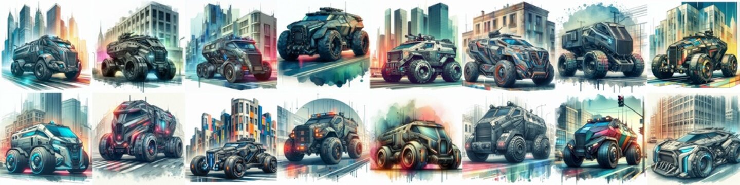 Futuristic concept Armoured car. AI generated illustration