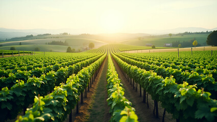 Top View of Vineyard with Automated Pruning: Smart Management & Efficient Vine Care