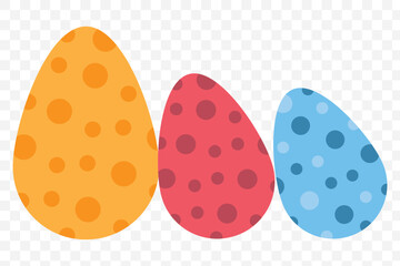 Set of decorated Easter eggs. Easter egg set. Colorful eggs, ornament, pattern, decorative, dyed egg. Vector illustration with transparent background.  EPS 10.