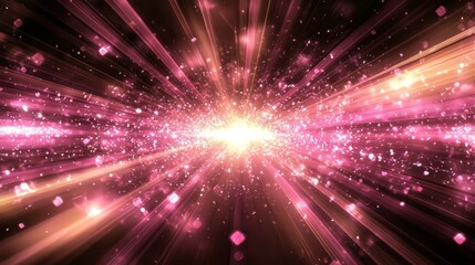 Fototapeta premium Discover the beauty of a vibrant light burst in the cosmos, surrounded by sparkling particles.